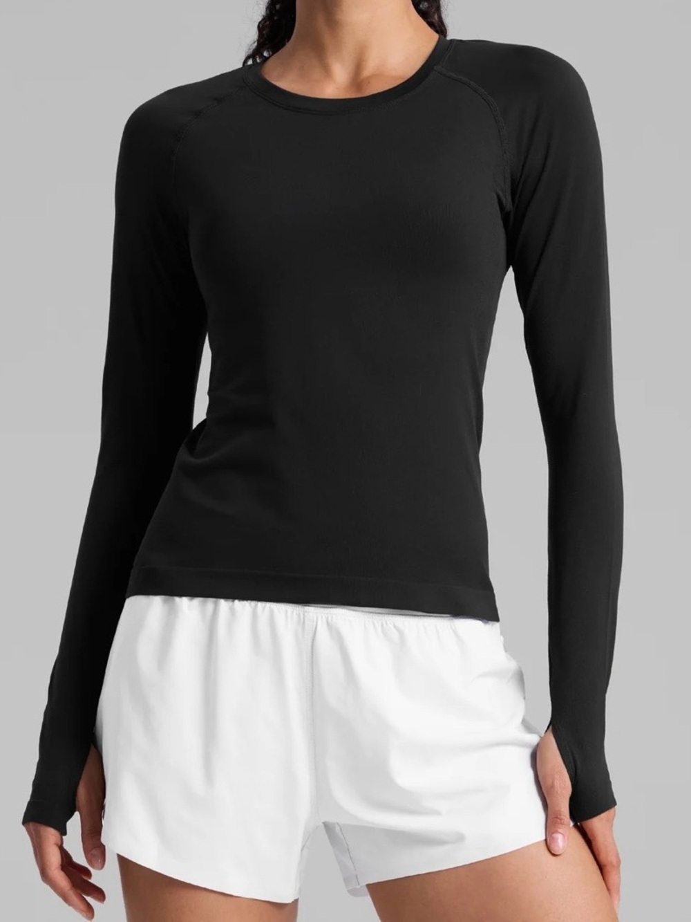 Crazy Yoga- Black Seamless Thumbhole Long Sleeve Top. Size: Medium